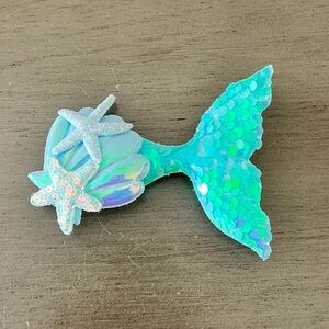 Blue & Purplish Mermaid Tail Allover Sequin Starfish Seashell Alligator Clip